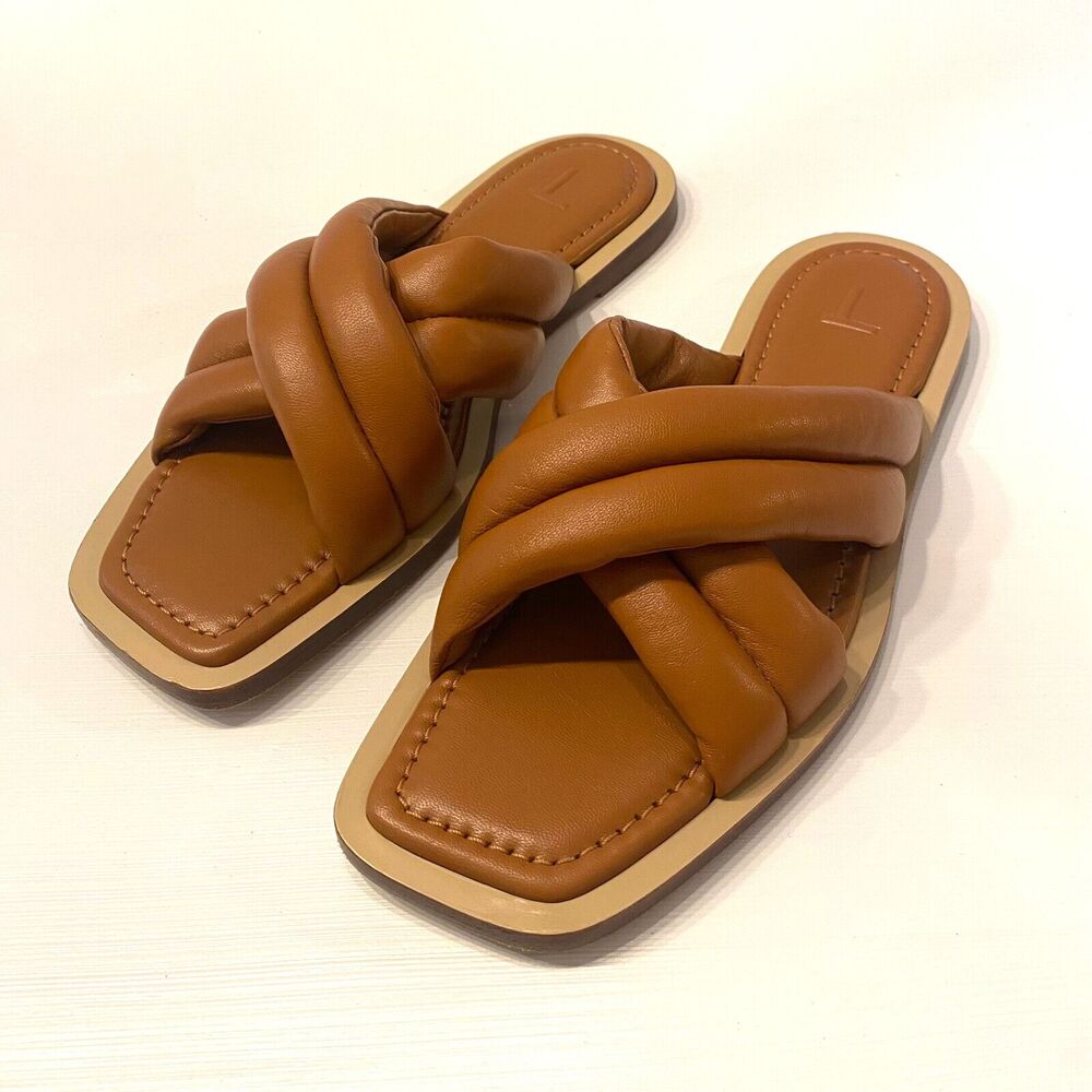 Lafayette Women's 148 New York Donne‎ Tan Leather Slide Sandals EU Size 38 US 7